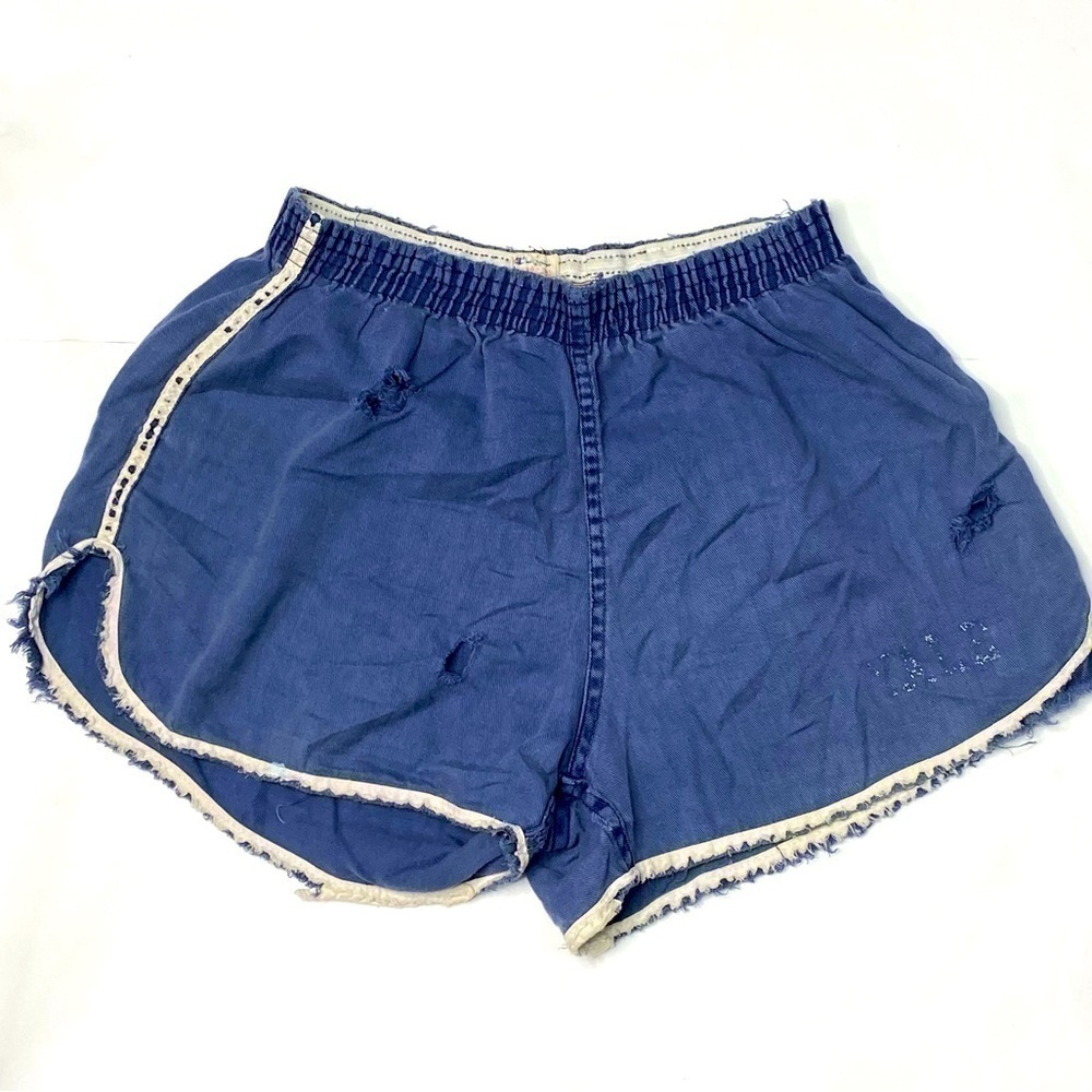 Champion super vintage women’s large blue shorts, distressed, worn, trendy Yale